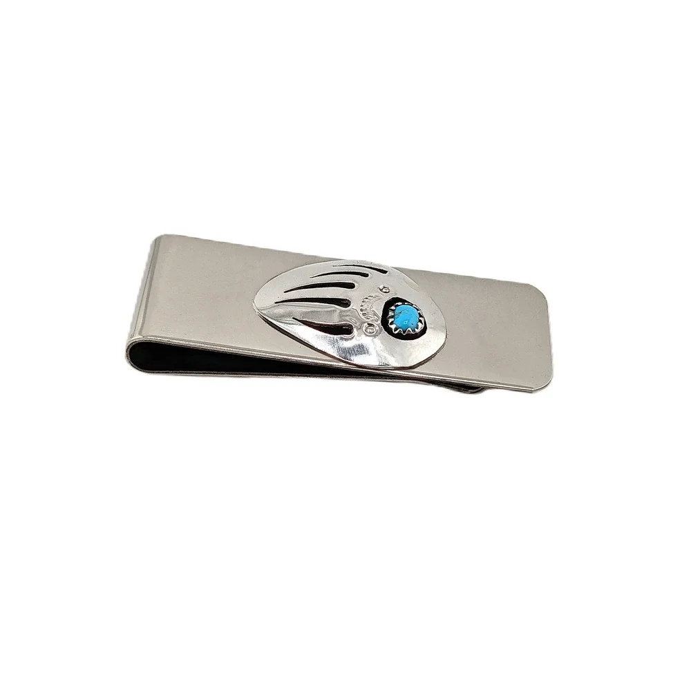Handmade Sterling Silver Money Clip Original Navajo American Men's Acces ***